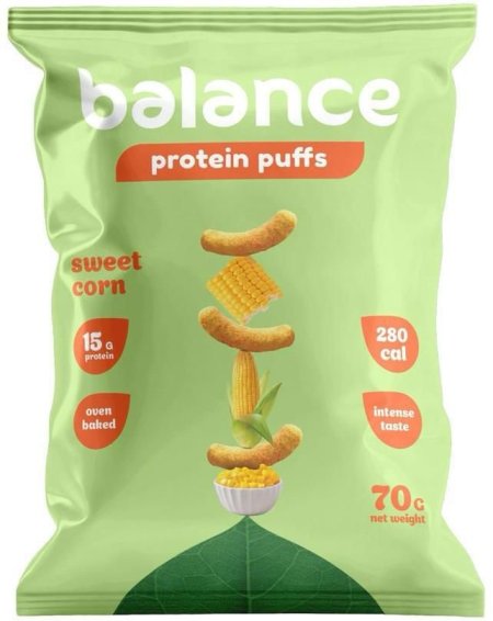 بمبا بروتين Protein puffs بالانس طعم الذرة 15 غم بروتين مخبوز